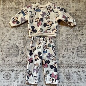 Disney Two-Piece Set - Cream with Multicolor Character Print